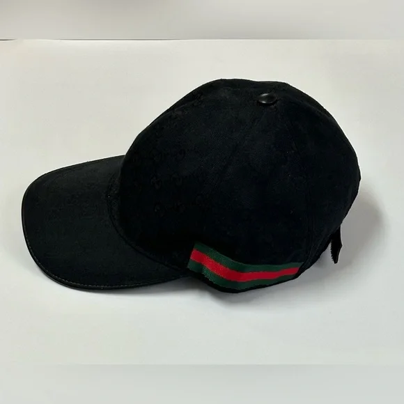 Gucci Original Men’s Canvas Hat With Web|XXL Strap Back Adjustable Cap|Black - Picture 3 of 9